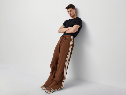 Men’s Classic Triple-Stripe Wide-Leg Track Pants – Ultra Street Style