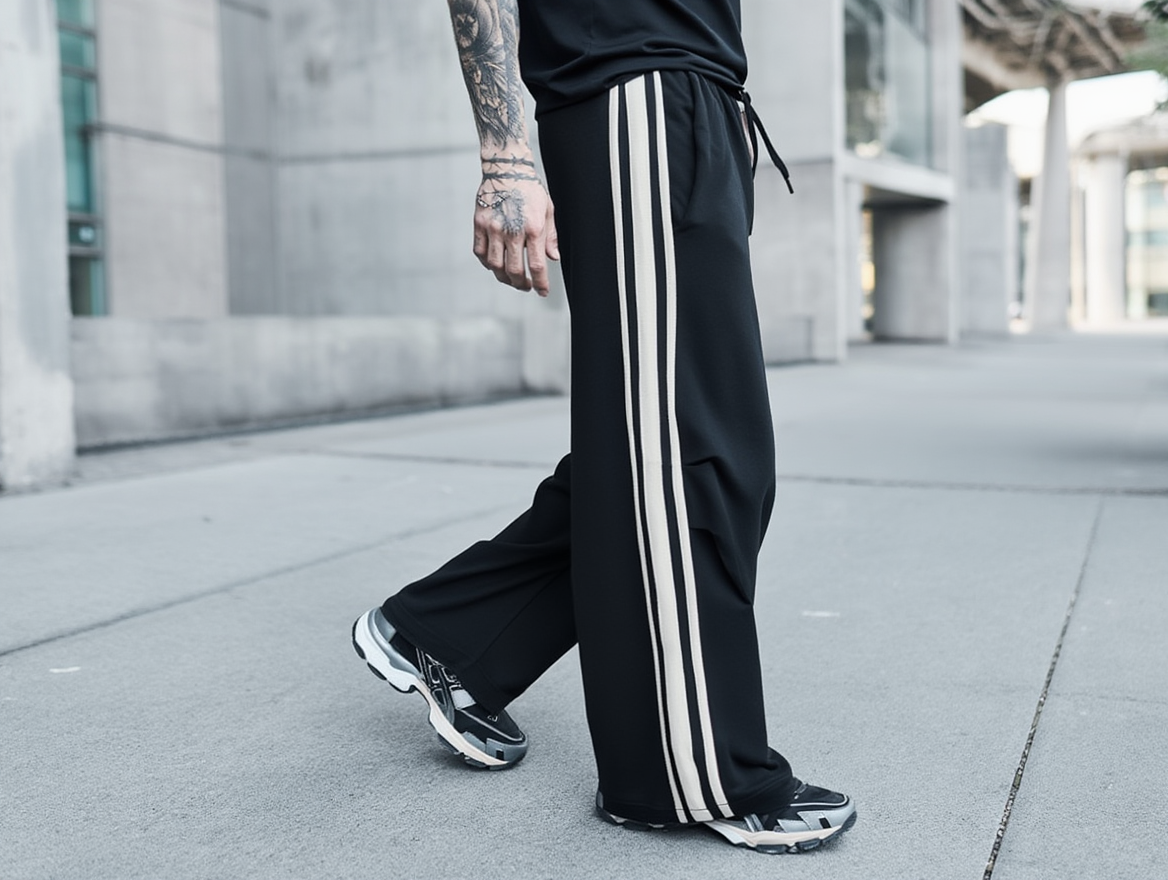 Men’s Classic Triple-Stripe Wide-Leg Track Pants – Ultra Street Style