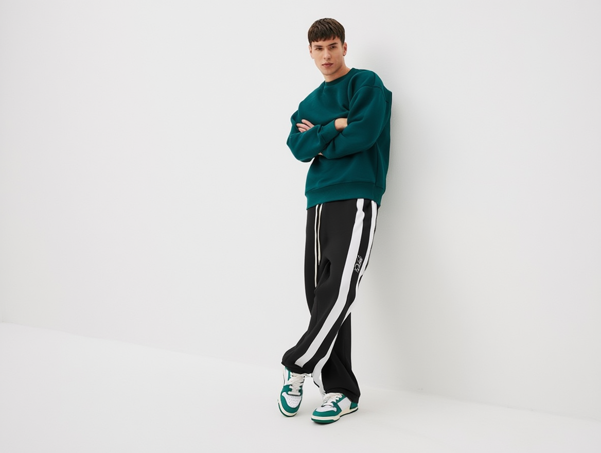 Men’s Bold Stripe Wide-Leg Track Pants – Street Fashion Edition