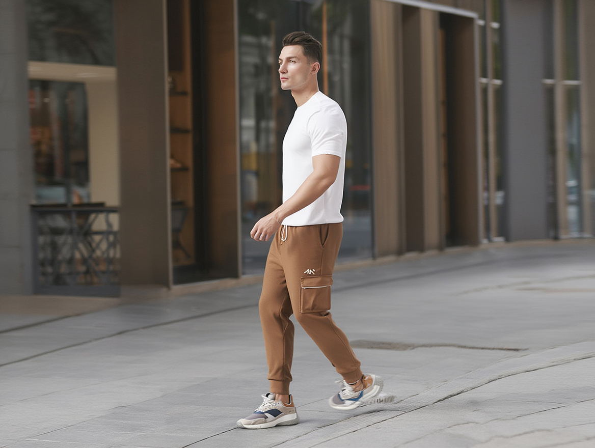 Long Olive Green Cargo Joggers