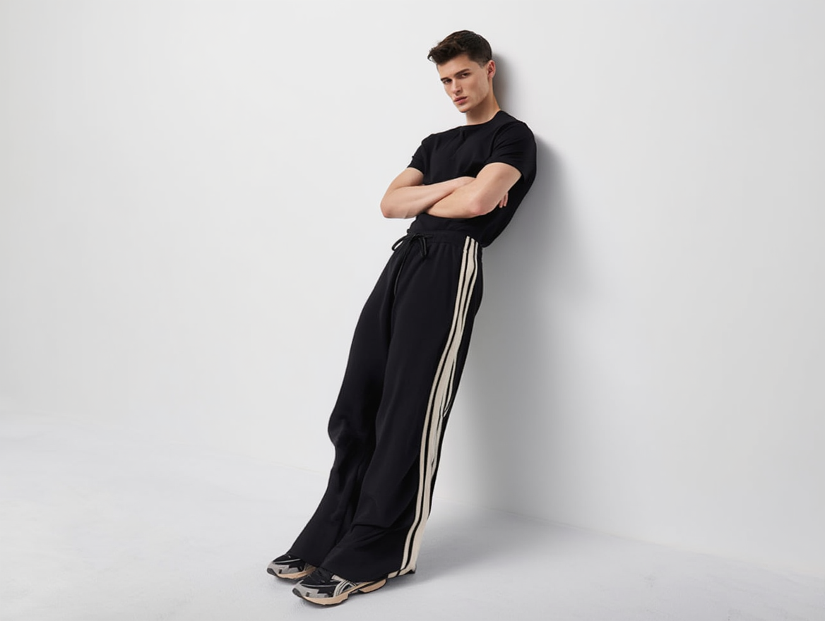 Men’s Classic Triple-Stripe Wide-Leg Track Pants – Ultra Street Style