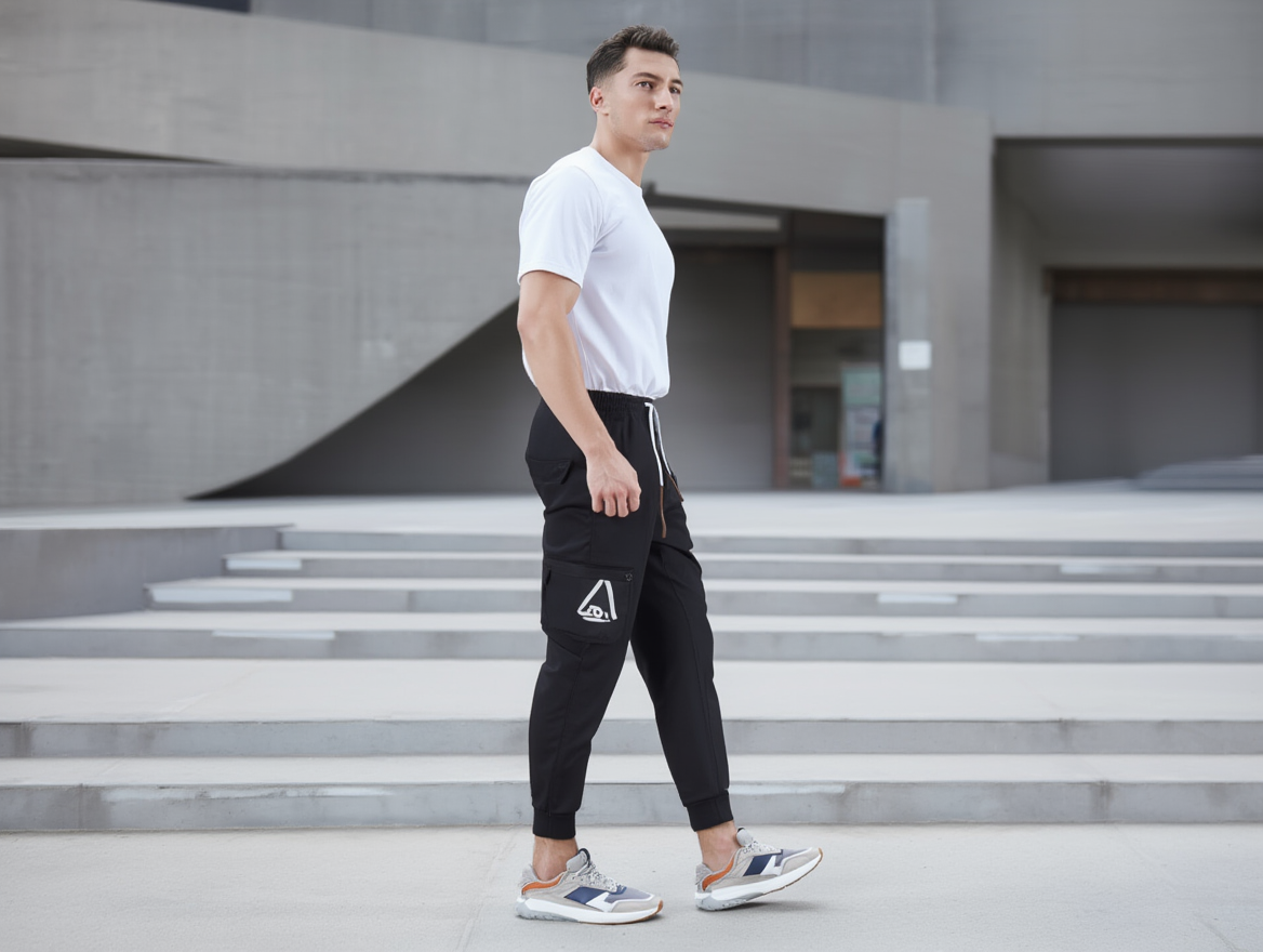 Long Olive Green Cargo Joggers