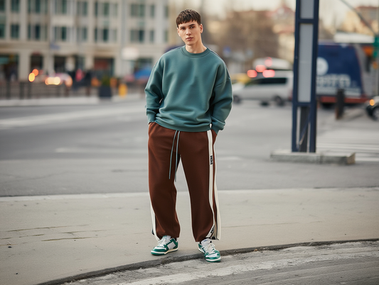 Men’s Bold Stripe Wide-Leg Track Pants – Street Fashion Edition