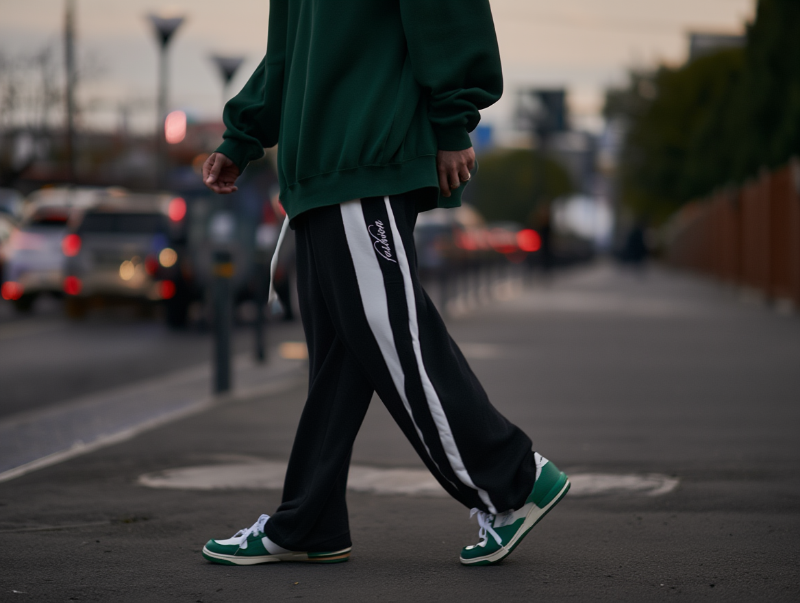 Men’s Bold Stripe Wide-Leg Track Pants – Street Fashion Edition