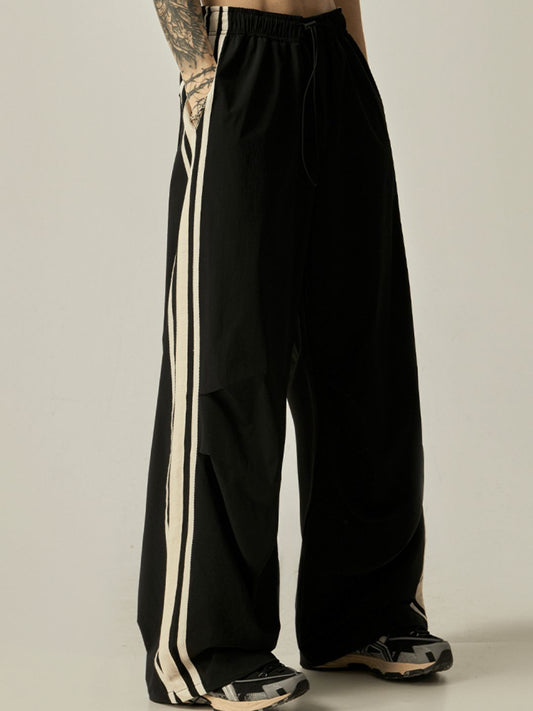 Men’s Classic Triple-Stripe Wide-Leg Track Pants – Ultra Street Style