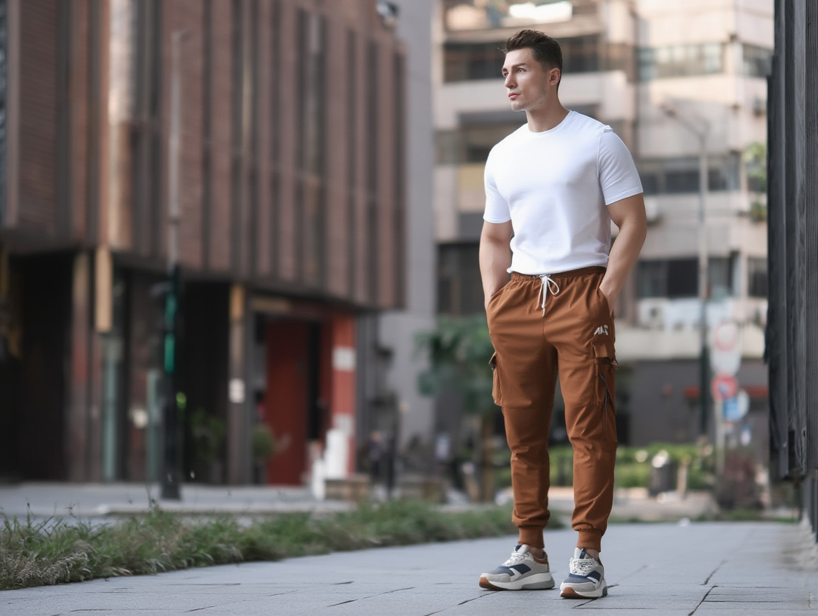 Long Olive Green Cargo Joggers