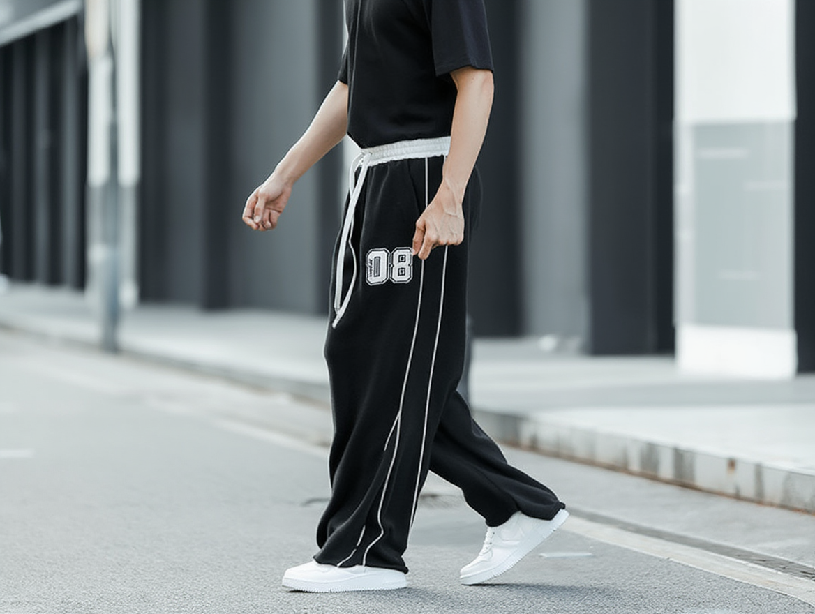 Triple-Stripe Wide-Leg Lower – Ultra Comfort Streetwear Fit