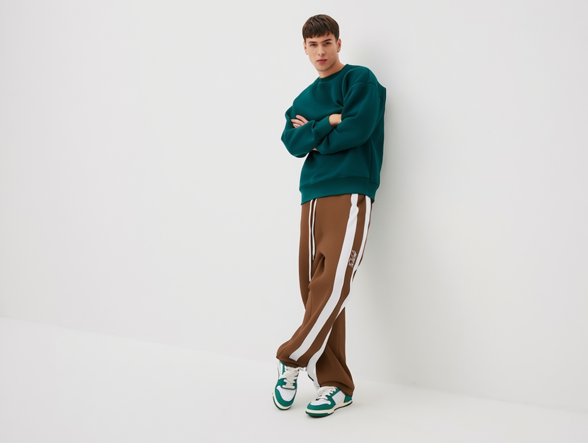 Men’s Bold Stripe Wide-Leg Track Pants – Street Fashion Edition
