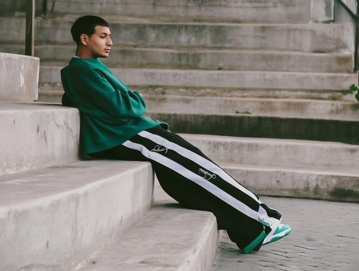 Men’s Bold Stripe Wide-Leg Track Pants – Street Fashion Edition